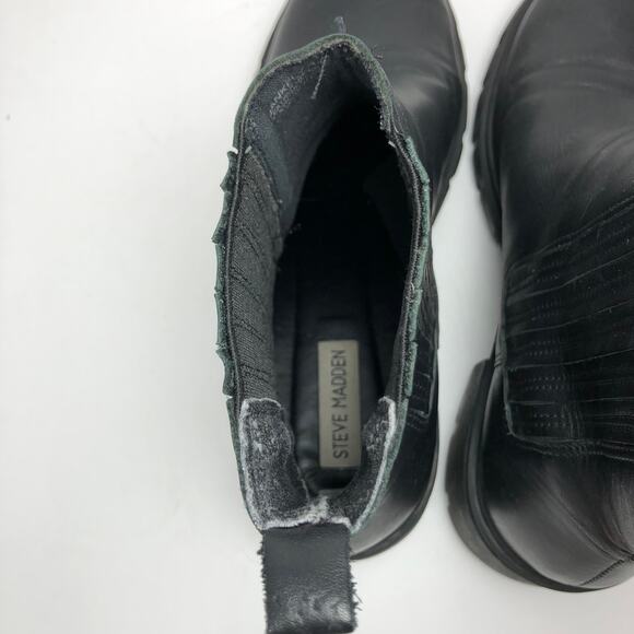 Steve Madden Rankel Chunky Platform Boots 10 Leather Lug Sole Chelsea Y2K Style - Picture 5 of 12